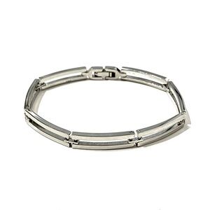 Sterling Silver 925 Bar Links Gate Bracelet 7.3”